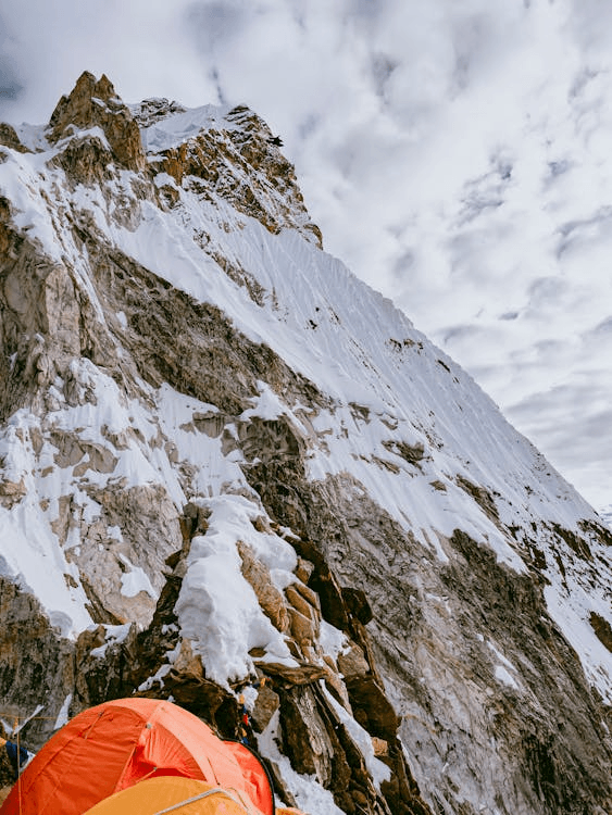 Snow-covered mountain slope above the Khumbu Icefall
